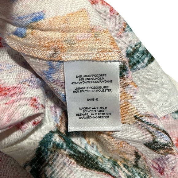 London Times NWT Floral Sleeveless Dress Square Neck A-line Linen Blend Size 12 - Picture 13 of 13